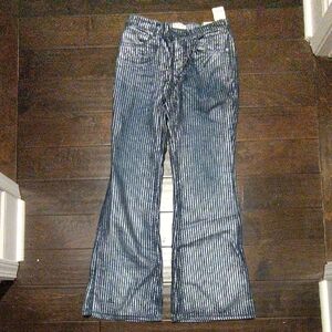 We The Free Metallic Navy Striped Jeans